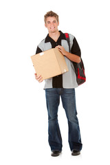 Canvas Print - Student: Teen Student Carrying Cardboard Box