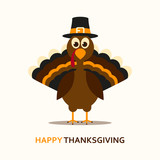 Fototapeta Dmuchawce - Vector Illustration of a Happy Thanksgiving Celebration Design with Cartoon Turkey