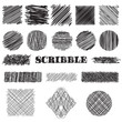 vector set of scribble brushes. Collection of ink lines, set of hand drawn textures, scribbles of pen, hatching, scratch