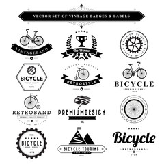 Wall Mural - set of black & white vintage badges and labels