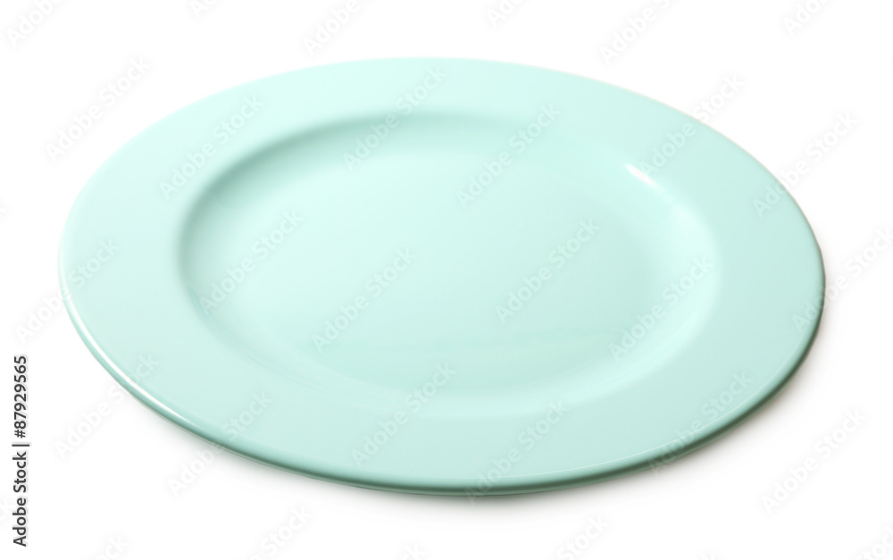 Empty colorful plate isolated on white