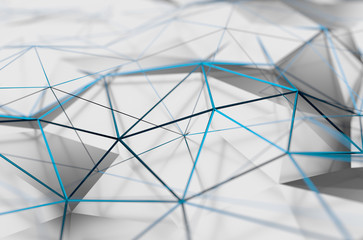 Poster - Abstract 3D Rendering of Low Poly White Surface.
