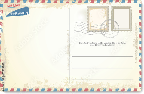 Fotomural Postcard vector in air mail style