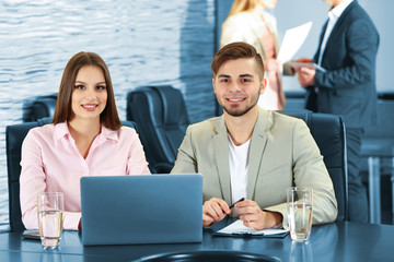 Wall Mural - Business people working in conference room