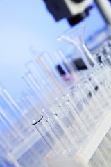 Wall Mural - test tubes and microscope in laboratory