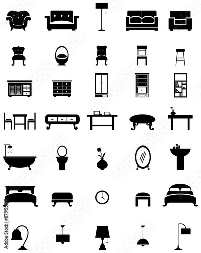 Silhouette flat home appliance furniture and interior