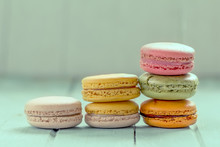Sweet And Colourful French Macaroons In Vintage Color Tone