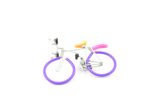 Purple Wired Bicycle Miniature Dropped Isolated White Background