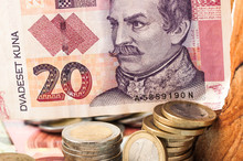 Money Euro 20 Kuna Bill And Coins