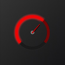 Red Speedometer On Carbon Background