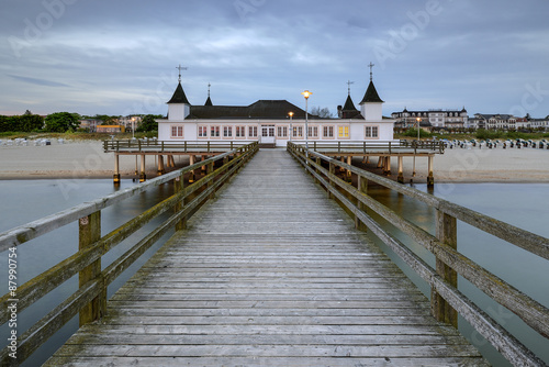 Fototapeta na wymiar Pier before dawn, Baltic Sea, Ahlbeck (Heringsdorf) Germany 