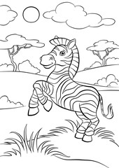 Wall Mural - cute smiling zebra in the forest