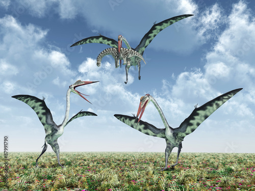 Nowoczesny obraz na płótnie Quetzalcoatlus attacks a Camarasaurus