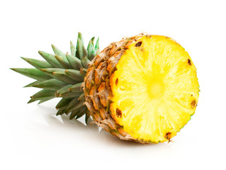 Wall Mural - Pineapple with slices isolated on white