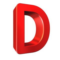 Wall Mural - Red 3d letter D isolated white background