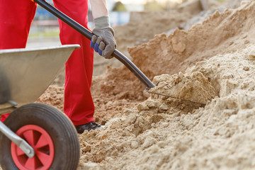 Construction worker with a shovel