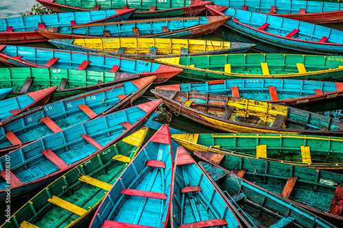 Naklejka na drzwi Colorful boats