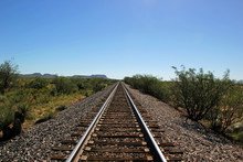Railroad Tracks Go On For Miles In West Texas