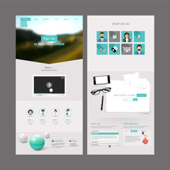 Fototapete - one page website template design vector eps 10