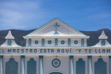 Wall Mural - Blue and white colonial church in Venezuela