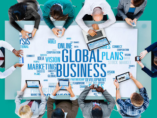 Poster - Global Business Connect Vision Solution Teamwork Success Concept
