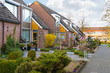 Picturesque houses on a city street in Meerkerk, Netherlands