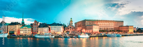 Embankment In Stockholm At Summer Day, Sweden Canvas Print