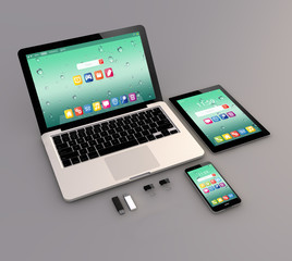 Poster - laptop, tablet and smartphone interface