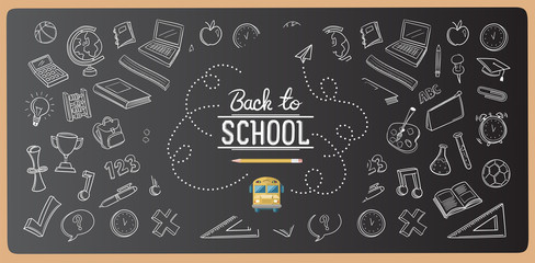 chalk drawn back to school icons vector