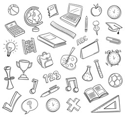 Hand drawn education icons vector