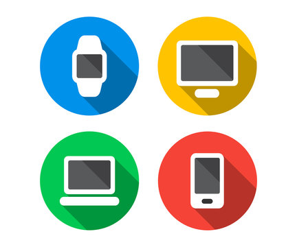 Flat icon set of digital devices