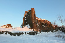 Winter Basalt Formation Skala Panska In Czech Republic