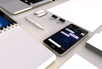 Canvas Print - messaging smartphone office