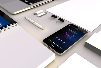 Canvas Print - music smartphone office