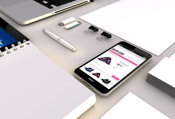 Canvas Print - online shop smartphone office