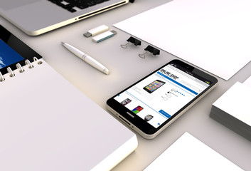 Canvas Print - online shop smartphone office