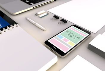 Canvas Print - responsive design smartphone office