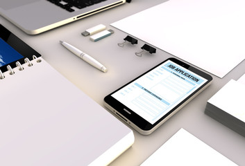 Wall Mural - job application smartphone office