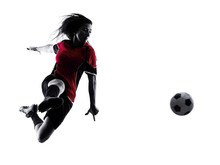 Woman Soccer Player Isolated Silhouette