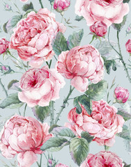 Classical vintage floral seamless pattern, watercolor bouquet of