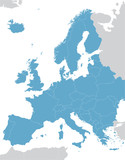 Fototapeta Mapy - blue Europe vector map