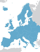 Blue Europe Vector Map