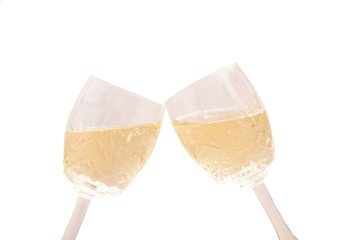 Two champagne glasses. Isolated on white background