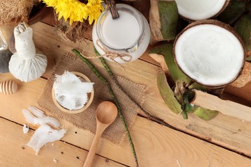 Sticker - Coconut and milk , oil coco for organic healthy food and beauty