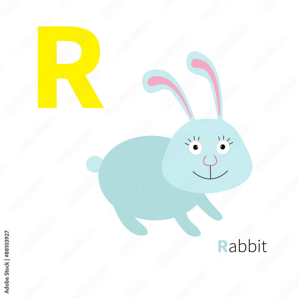 Letter R Rabbit Zoo alphabet. English abc with animals Education cards ...