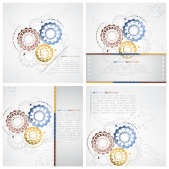 Poster - Set of abstract color gears vector background