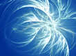 Abstract fractal flying snowflake on a blue background .