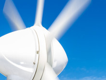 Close-up Of Turning Blades Of Marine Wind Generator - Eco-friendly Energy For Yachts