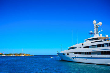 luxury yacht in Porto Cervo harbor