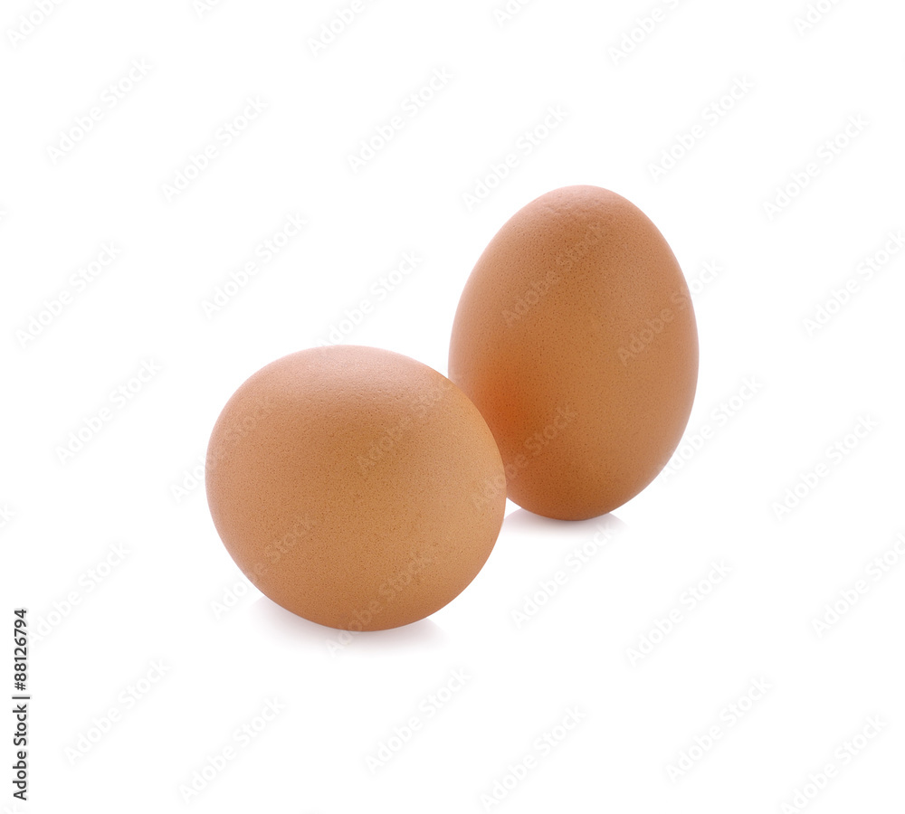 two eggs isolated on white background